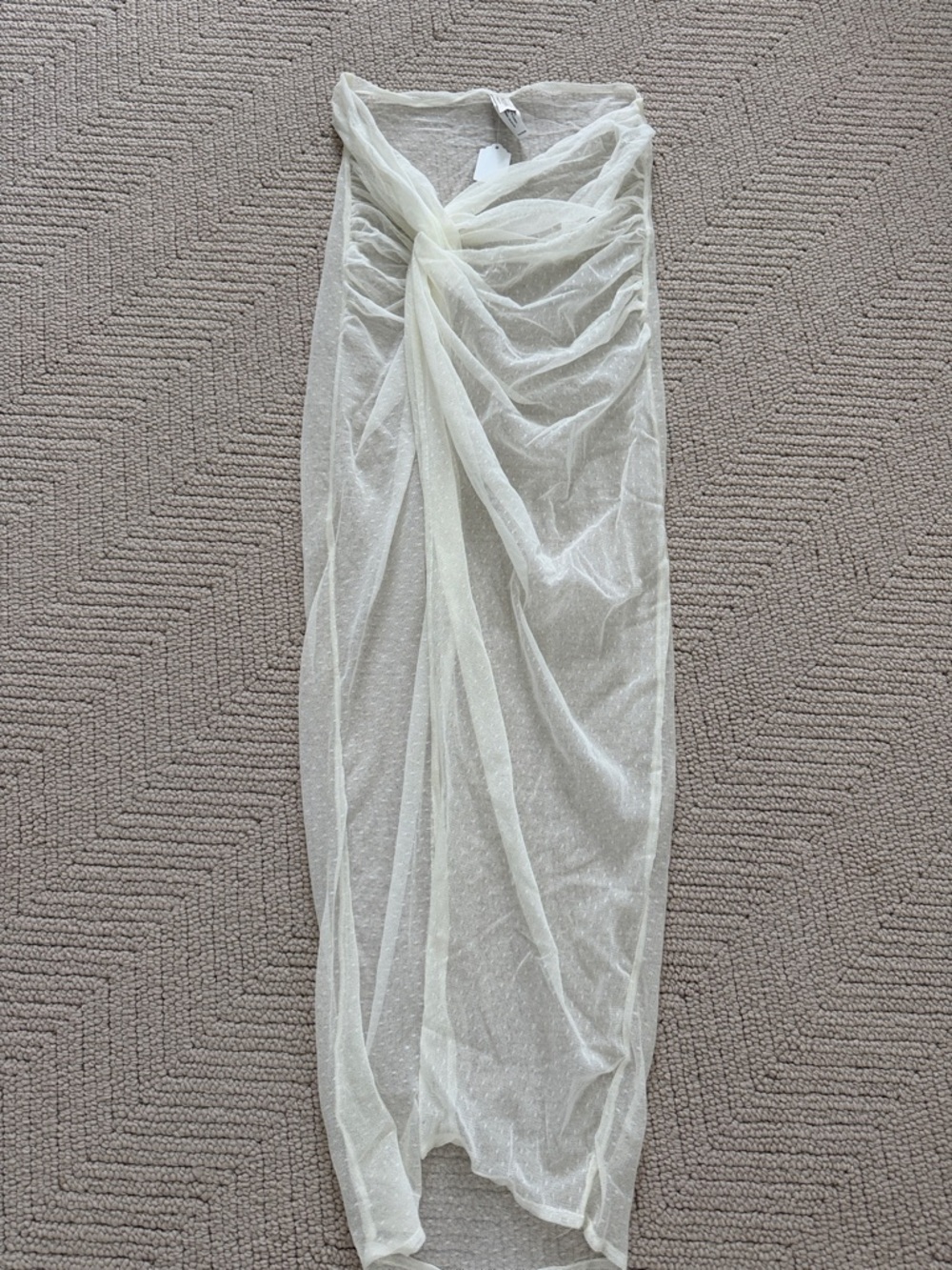 Sheer Ivory Maxi Skirt with Twist Front